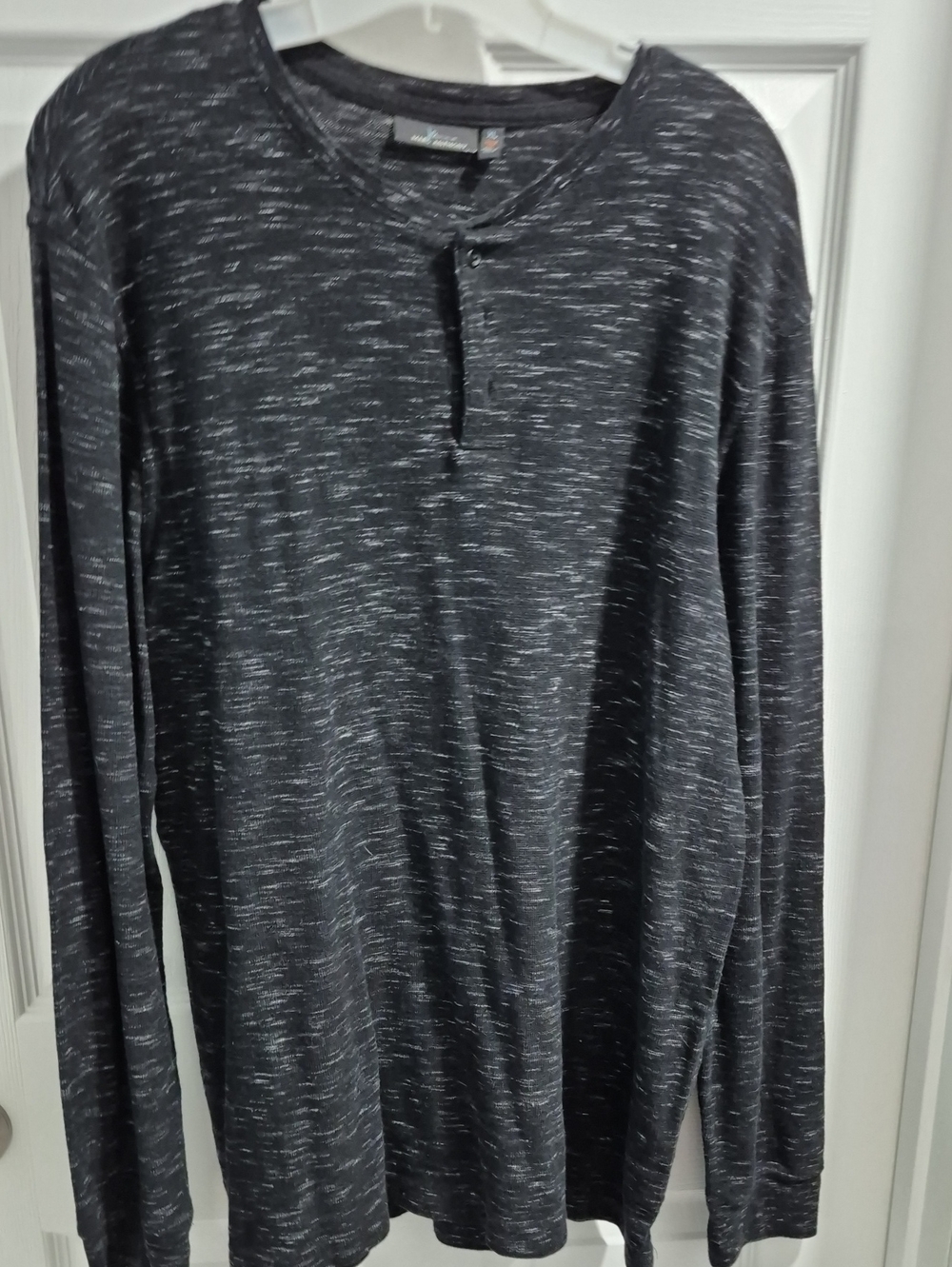 Marc Anthony Black Heather Long Sleeve Henley